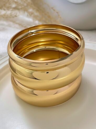 Chunky Gold Bangle Bracelets for Women Trendy Stack Wide Wrist Cuff Bracelets Statement Arm Cuff Upper Bangle Fashion Jewelry Gift Accessories in Kuwait