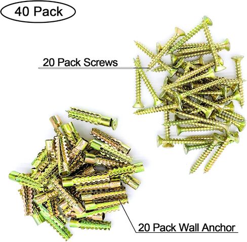 20 Pack Heavy Duty Hollow Wall Anchors with Screws, Loose Hinge Hole Repair Kits, Ideal for Concrete Wall, Hollow-Wall, Wooden Wall and Hinge Hole Repair (6x32mm) in Kuwait
