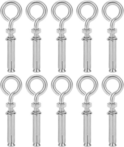 Screws, 10Pcs Expansion Screws with Closed Hook 304 Stainless Steel Silver M8 60mm for Wall Concrete, for Protective Fences, Window Installations in Saudi Arabia