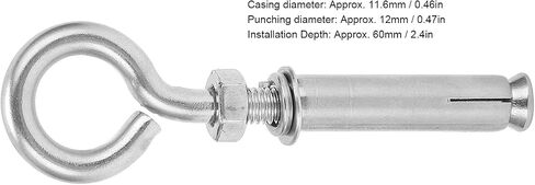 Screws, 10Pcs Expansion Screws with Closed Hook 304 Stainless Steel Silver M8 60mm for Wall Concrete, for Protective Fences, Window Installations in Saudi Arabia