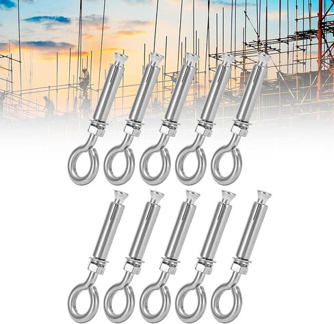 Screws, 10Pcs Expansion Screws with Closed Hook 304 Stainless Steel Silver M8 60mm for Wall Concrete, for Protective Fences, Window Installations in Saudi Arabia