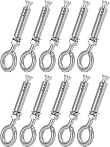 Screws, 10Pcs Expansion Screws with Closed Hook 304 Stainless Steel Silver M8 60mm for Wall Concrete, for Protective Fences, Window Installations in Saudi Arabia