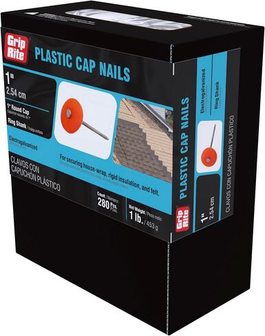 Grip-Rite 1PRCAP1 ، #12 × 1 مسمار تسقيف CAP البلاستيكي ، electrogalvanized ، Diamond Point Ring Shank ، صندوق 1 رطل in Saudi Arabia