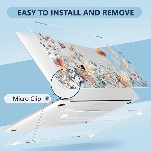 Compatible with MacBook Pro 13 inch Case 2022 2021 2020 Release M2 M1 A2338 A2251 A2289, Plastic Hard Shell&Keyboard Cover&Screen Protector&Webcam Cover&Type-C Adapter, Geometric Flowers in Kuwait