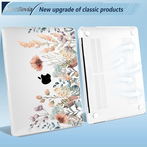 Compatible with MacBook Pro 13 inch Case 2022 2021 2020 Release M2 M1 A2338 A2251 A2289, Plastic Hard Shell&Keyboard Cover&Screen Protector&Webcam Cover&Type-C Adapter, Geometric Flowers in Kuwait
