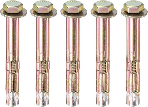 5-Pack Hex Expansion Bolt, M6x60mm Colored Galvanized Iron-Carbon Steel External Hex Expansion Bolts, Anti-Corrosion Metal Bolt for Concrete/Dry Brick/Block Walls in Saudi Arabia