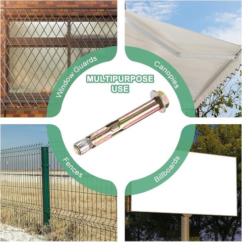 5-Pack Hex Expansion Bolt, M6x60mm Colored Galvanized Iron-Carbon Steel External Hex Expansion Bolts, Anti-Corrosion Metal Bolt for Concrete/Dry Brick/Block Walls in Saudi Arabia