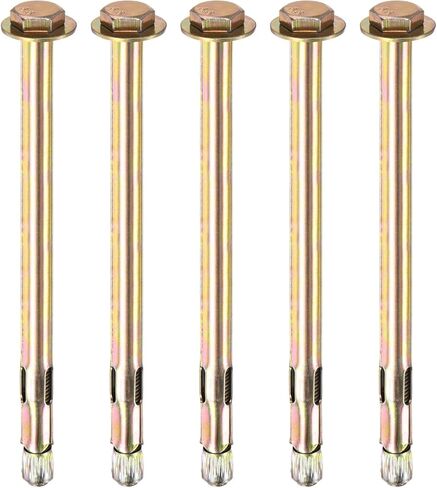5-Pack Hex Expansion Bolt, M6x60mm Colored Galvanized Iron-Carbon Steel External Hex Expansion Bolts, Anti-Corrosion Metal Bolt for Concrete/Dry Brick/Block Walls in Saudi Arabia