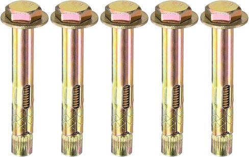 5-Pack Hex Expansion Bolt, M6x60mm Colored Galvanized Iron-Carbon Steel External Hex Expansion Bolts, Anti-Corrosion Metal Bolt for Concrete/Dry Brick/Block Walls in Saudi Arabia