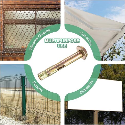 5-Pack Hex Expansion Bolt, M6x60mm Colored Galvanized Iron-Carbon Steel External Hex Expansion Bolts, Anti-Corrosion Metal Bolt for Concrete/Dry Brick/Block Walls in Saudi Arabia