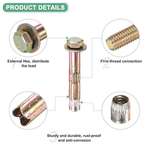 مسمار تمدد سداسي سداسي 5 عبوات ، M6x60mm ملونة من الحديد الكربون الصلب البراغي السداسية الخارج in Kuwait