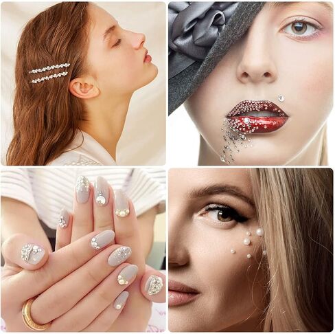7 Sizes Self Adhesive Hair Pearl Stickers, Cridoz 2032 Pieces Stick on Pearls gems Sticker for Hair, Face, Makeup, Eye, Nail, Crafts in Saudi Arabia