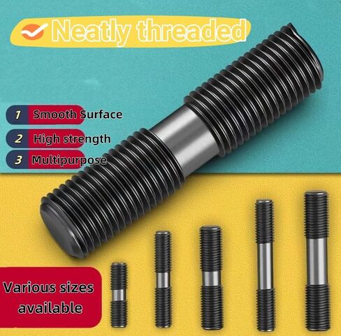 10PCS Grade 8.8 Black Steel Rod Double Thread Screw Rod Stud Bolts for House Maintenance M8 M10 M12 M14 M16 M18 M20 M22 M24 M27 M30(M16*230) in Saudi Arabia