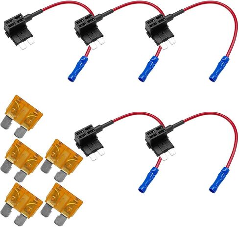 5PCS 12V Car Add-a-Circuit Fuse TAP Adapter, Automotive Fuse Holder with 15 Amp Blade Fuse, Mini ATM APM Blade Fuse Holder for Cars, Trucks, Boats in Saudi Arabia