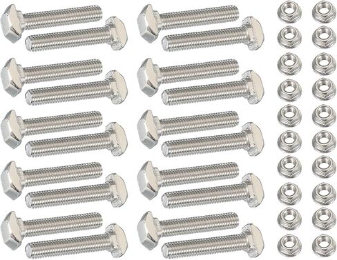 PATIKIL M5 x 30 mm T-Slot Bolts, 20 Sets Drop-in Bolt Hammer Head with Hexagon Flange Nuts T-Bolt Stud Sliding Screw for 20 Series Aluminum Extrusion Profile, Silver in Saudi Arabia