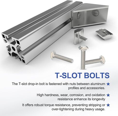 PATIKIL M5 x 30 mm T-Slot Bolts, 20 Sets Drop-in Bolt Hammer Head with Hexagon Flange Nuts T-Bolt Stud Sliding Screw for 20 Series Aluminum Extrusion Profile, Silver in Saudi Arabia