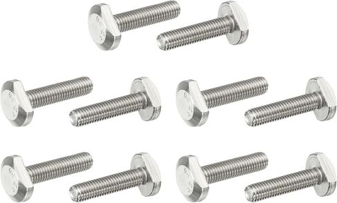 PATIKIL M8 x 35 mm T Slot Bolts, 10 Pcs 304 Stainless Steel Drop-in Bolt T Shape Stud Sliding Screw Metric Thread Hammer Head Bolt for T Track, Silver in Saudi Arabia