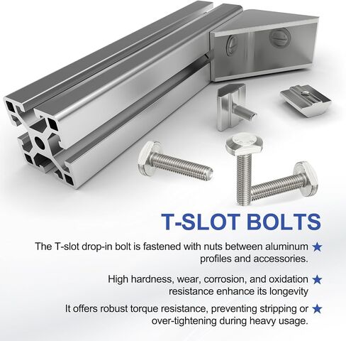 PATIKIL M8 x 35 mm T Slot Bolts, 10 Pcs 304 Stainless Steel Drop-in Bolt T Shape Stud Sliding Screw Metric Thread Hammer Head Bolt for T Track, Silver in Saudi Arabia