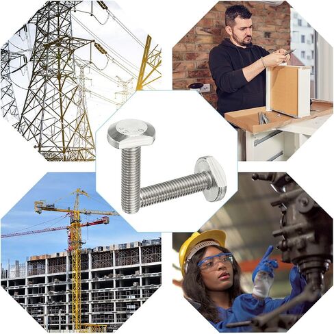 PATIKIL M8 x 35 mm T Slot Bolts, 10 Pcs 304 Stainless Steel Drop-in Bolt T Shape Stud Sliding Screw Metric Thread Hammer Head Bolt for T Track, Silver in Saudi Arabia