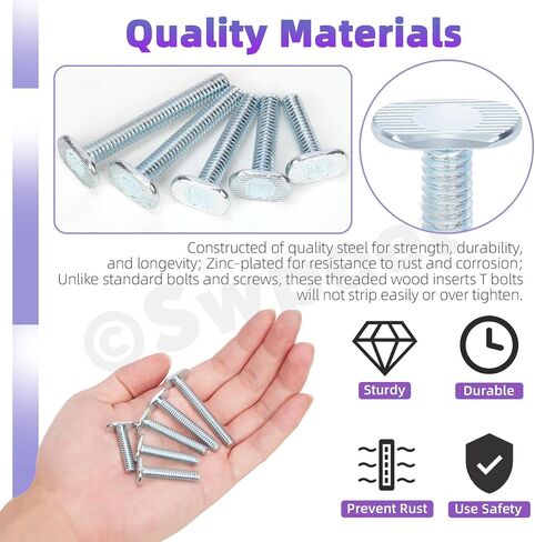 Swpeet 40Pcs 5 Sizes 1/4-20 x 1/1-1/4“ / 1-1/2" / 1-3/4" / 2" Silver T Track Bolts Assortment Kit, T Slot Bolts Jig Bolts Tee Bolt Set for Universal T Track, Woodworking Jigs in Saudi Arabia