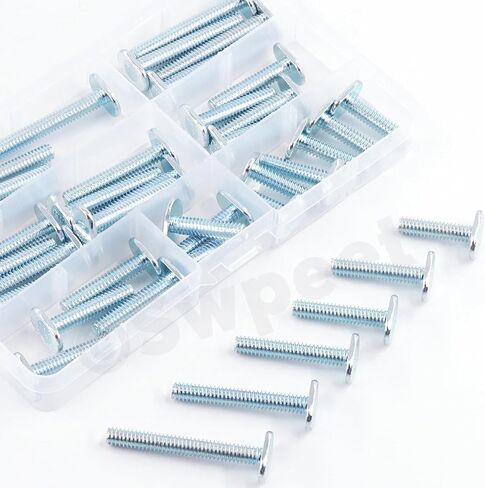 Swpeet 40Pcs 5 Sizes 1/4-20 x 1/1-1/4“ / 1-1/2" / 1-3/4" / 2" Silver T Track Bolts Assortment Kit, T Slot Bolts Jig Bolts Tee Bolt Set for Universal T Track, Woodworking Jigs in Saudi Arabia