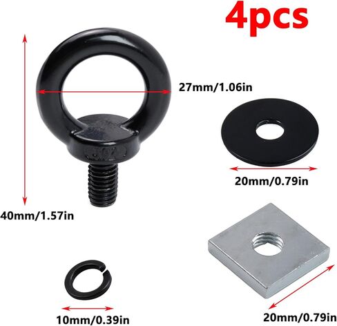 Antrader T Track Mount Tie Down Anchor for Roof Rack,4 Sets M6 T Track Bolts 304 Stainless Steel Roof Rack T Bolts Nuts and Lifting Eye Bolts T Slot Bolts Anchoring Kit in Saudi Arabia