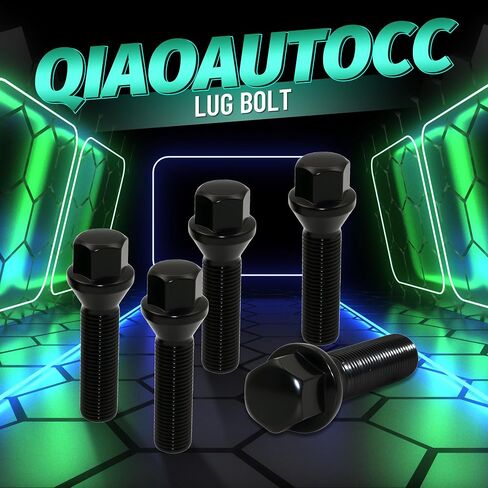 M14x1.5 Black Wheel Lug Bolts – 45mm Thread Length, 17mm Hex, 60° Conical Seat – Compatible with Wheel Spacers & European Vehicles – 20 Pack in Saudi Arabia