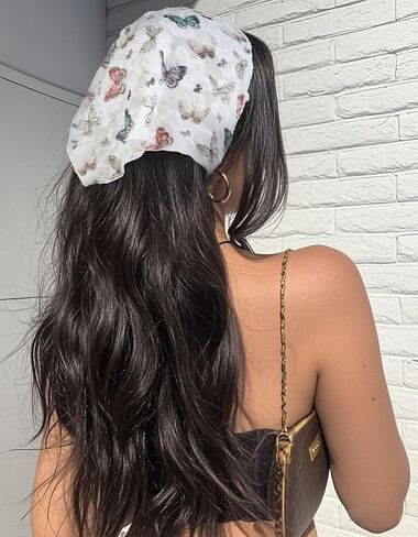 Hair Bandanas for Women Trendy Bandana Head Kerchief for Women’s Hair Cute Hair Scarf Headband White Adjustable Bandana in Kuwait