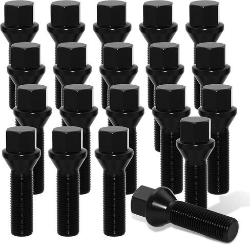 M14x1.5 Black Wheel Lug Bolts – 45mm Thread Length, 17mm Hex, 60° Conical Seat – Compatible with Wheel Spacers & European Vehicles – 20 Pack in Saudi Arabia