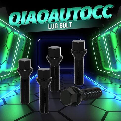 M14x1.5 Black Wheel Lug Bolts – 45mm Thread Length, 17mm Hex, 60° Conical Seat – Compatible with Wheel Spacers & European Vehicles – 20 Pack in Saudi Arabia