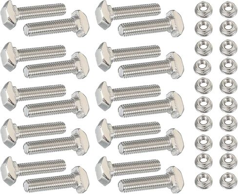 PATIKIL M5 x 30 mm T-Slot Bolts, 20 Sets Drop-in Bolt Hammer Head with Hexagon Flange Nuts T-Bolt Stud Sliding Screw for 20 Series Aluminum Extrusion Profile, Silver in Saudi Arabia
