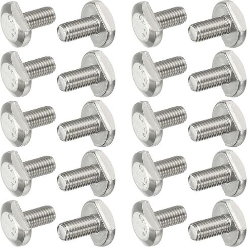 PATIKIL M8 x 35 mm T Slot Bolts, 10 Pcs 304 Stainless Steel Drop-in Bolt T Shape Stud Sliding Screw Metric Thread Hammer Head Bolt for T Track, Silver in Saudi Arabia