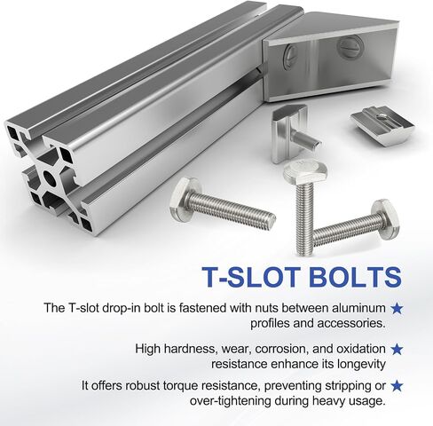PATIKIL M8 x 35 mm T Slot Bolts, 10 Pcs 304 Stainless Steel Drop-in Bolt T Shape Stud Sliding Screw Metric Thread Hammer Head Bolt for T Track, Silver in Saudi Arabia