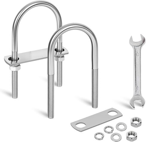 2 Sets M10 U-Bolts,u-Bolts 2" (50mm) Wide,304 Stainless Steel u-Bolts,with Nuts,Bolt Plate and washers (2, M10 x 50mm x 115mm) in Saudi Arabia