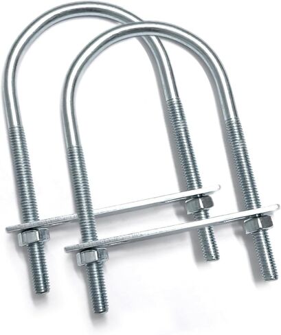 2 Sets M8 U-Bolt, 2" Wide U Bolt with Washers and Nuts, Heavy Duty Galvanized Carbon Steel Round U Bolts for Trailers, Boats, Replacement Parts and Accessories for Ski Boat, Fishing Boat in Kuwait