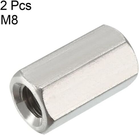 Round Connector Nuts, 2Pcs M8 Nuts 304 Stainless Steel Metric Hex Coupling Nut Fasteners Female Thread Rod in Saudi Arabia