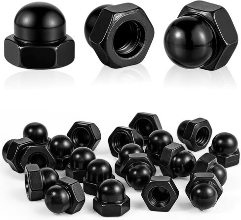 M6 Black Acorn Cap Nuts M6-1.0 Dome Head Hex Nuts for Indoor Outdoor 20 Pcs Black Finish Crown Cap Nut for Bolt in Saudi Arabia