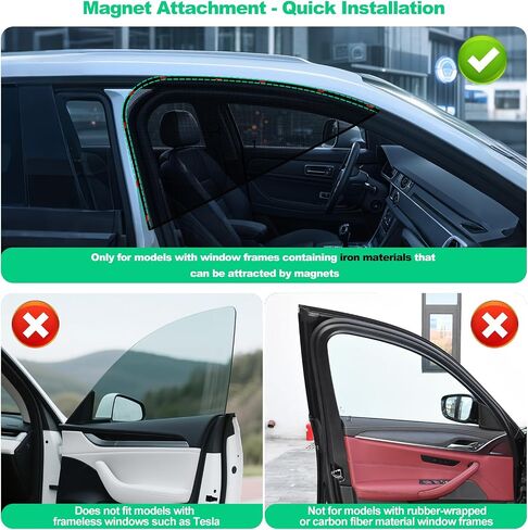 XCBYT Magnetic Car Window Shades for Driver, 2 Pack Front Side Window Sun Shades, Strong Magnets Sun Glare Blocker for SUV Truck Sedan, Heat & UV Protection Car Curtains Safe for Daily Driving in Saudi Arabia