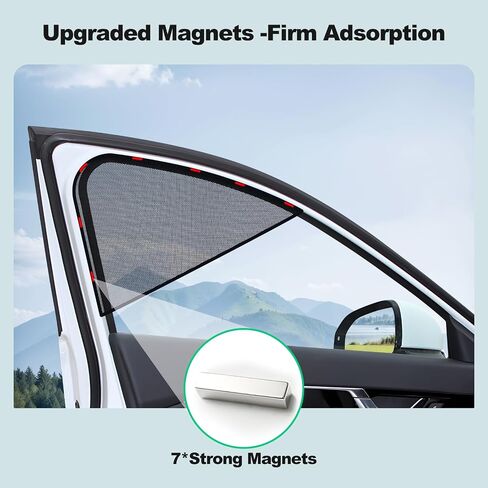 XCBYT Magnetic Car Window Shades for Driver, 2 Pack Front Side Window Sun Shades, Strong Magnets Sun Glare Blocker for SUV Truck Sedan, Heat & UV Protection Car Curtains Safe for Daily Driving in Saudi Arabia