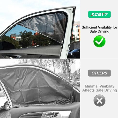 XCBYT Magnetic Car Window Shades for Driver, 2 Pack Front Side Window Sun Shades, Strong Magnets Sun Glare Blocker for SUV Truck Sedan, Heat & UV Protection Car Curtains Safe for Daily Driving in Saudi Arabia
