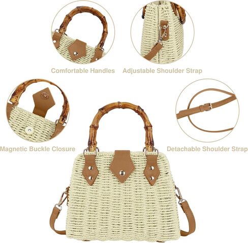 Straw Beach Bag Crossbody Handbag for Women Handmade Woven Shoulder Bag Top Handle Purse for Summer in Saudi Arabia