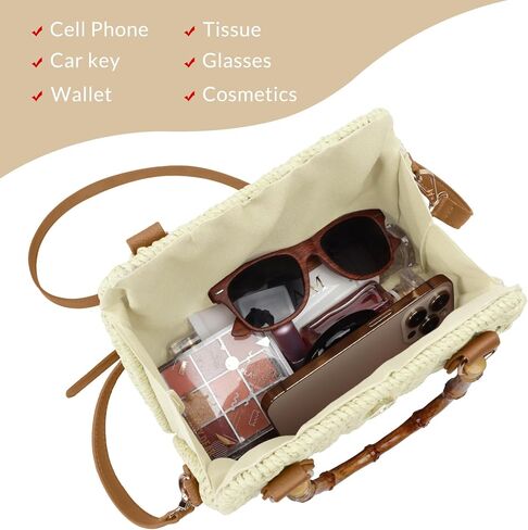 Straw Beach Bag Crossbody Handbag for Women Handmade Woven Shoulder Bag Top Handle Purse for Summer in Saudi Arabia