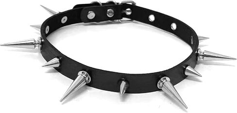 3 Pieces Punk Choker Jewelry Set,Spiked Leather Collar Necklace + Spike Rivets Bracelets Cool Punk Accessories for 80s 90s Women Men in Kuwait