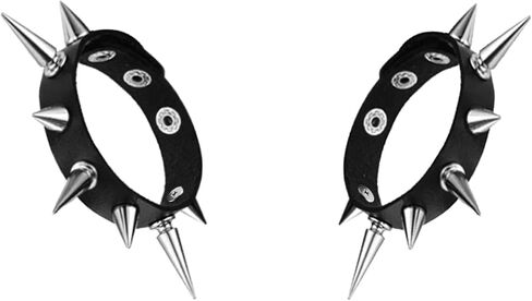 3 Pieces Punk Choker Jewelry Set,Spiked Leather Collar Necklace + Spike Rivets Bracelets Cool Punk Accessories for 80s 90s Women Men in Kuwait