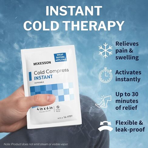 McKesson Cold Compress Ice Ice Pack [24 Pack] يمكن التخلص منها ، وحزم الثلج للإصابات وتخفيف الألم ، 5 في × 7 بوصات in Saudi Arabia