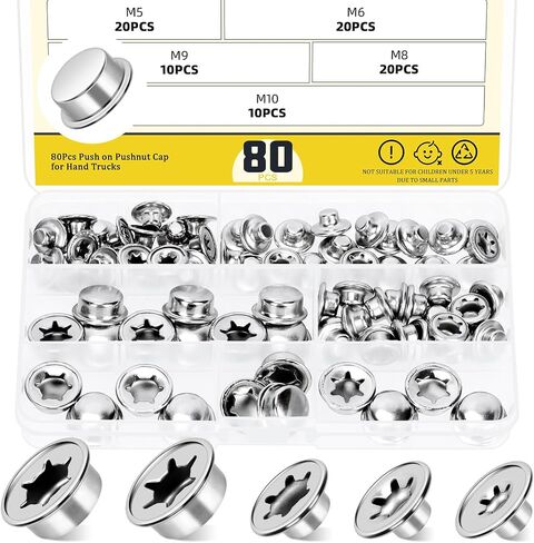 80pcs دفع على pushnut cap stud 1/2 "، 1/4" ، 5/16 "، 3/8" ، 2/5 "محور محور كبسولات محور كاب مع طلاء الزنك الميكانيكي ، أغطية غسالة دائمة لشاحنات اليد ، عربات العشب ، صناديق المتداول in Kuwait
