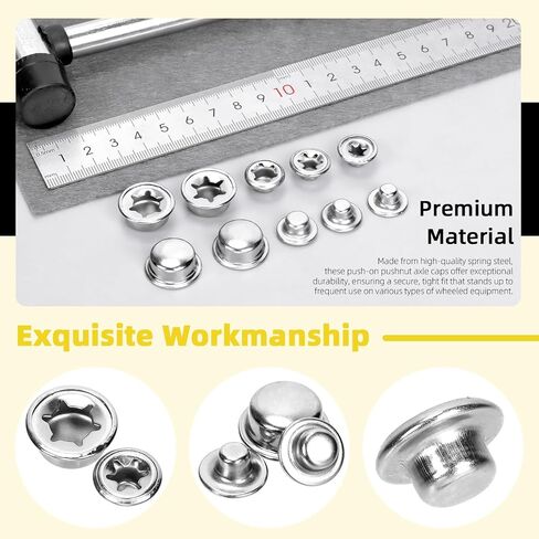 80pcs دفع على pushnut cap stud 1/2 "، 1/4" ، 5/16 "، 3/8" ، 2/5 "محور محور كبسولات محور كاب مع طلاء الزنك الميكانيكي ، أغطية غسالة دائمة لشاحنات اليد ، عربات العشب ، صناديق المتداول in Kuwait