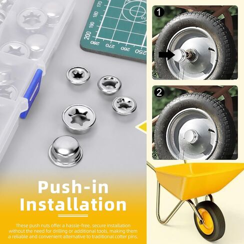 80pcs دفع على pushnut cap stud 1/2 "، 1/4" ، 5/16 "، 3/8" ، 2/5 "محور محور كبسولات محور كاب مع طلاء الزنك الميكانيكي ، أغطية غسالة دائمة لشاحنات اليد ، عربات العشب ، صناديق المتداول in Kuwait