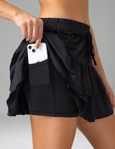 Colorfulkoala Skirts for Women High Waist Mini Tiered A-Line Flowy Shorts Tennis Golf Casual Skorts with Pockets in Saudi Arabia