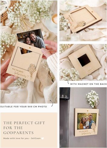 Joli Coon Pregnancy announcement with wooden frame for the ultrasound picture and magnetic back - Our hearts are full - Picture frame ultrasound picture in Polaroid style in Saudi Arabia